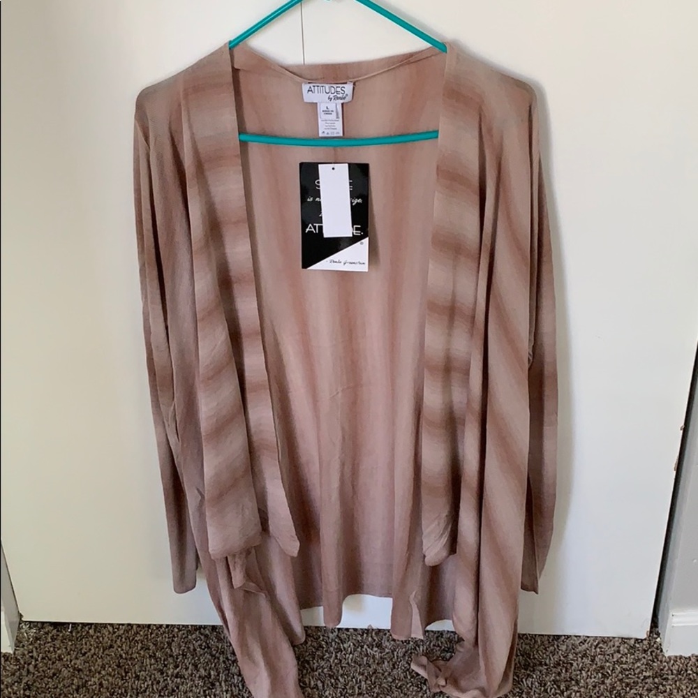NWT sheer sweater cardigan brown and cream